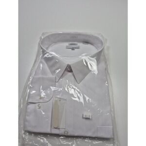 Modena Stout Dress Shirt Mens 22 34/35 White Big & Tall Relaxed Fit Long Sleeve